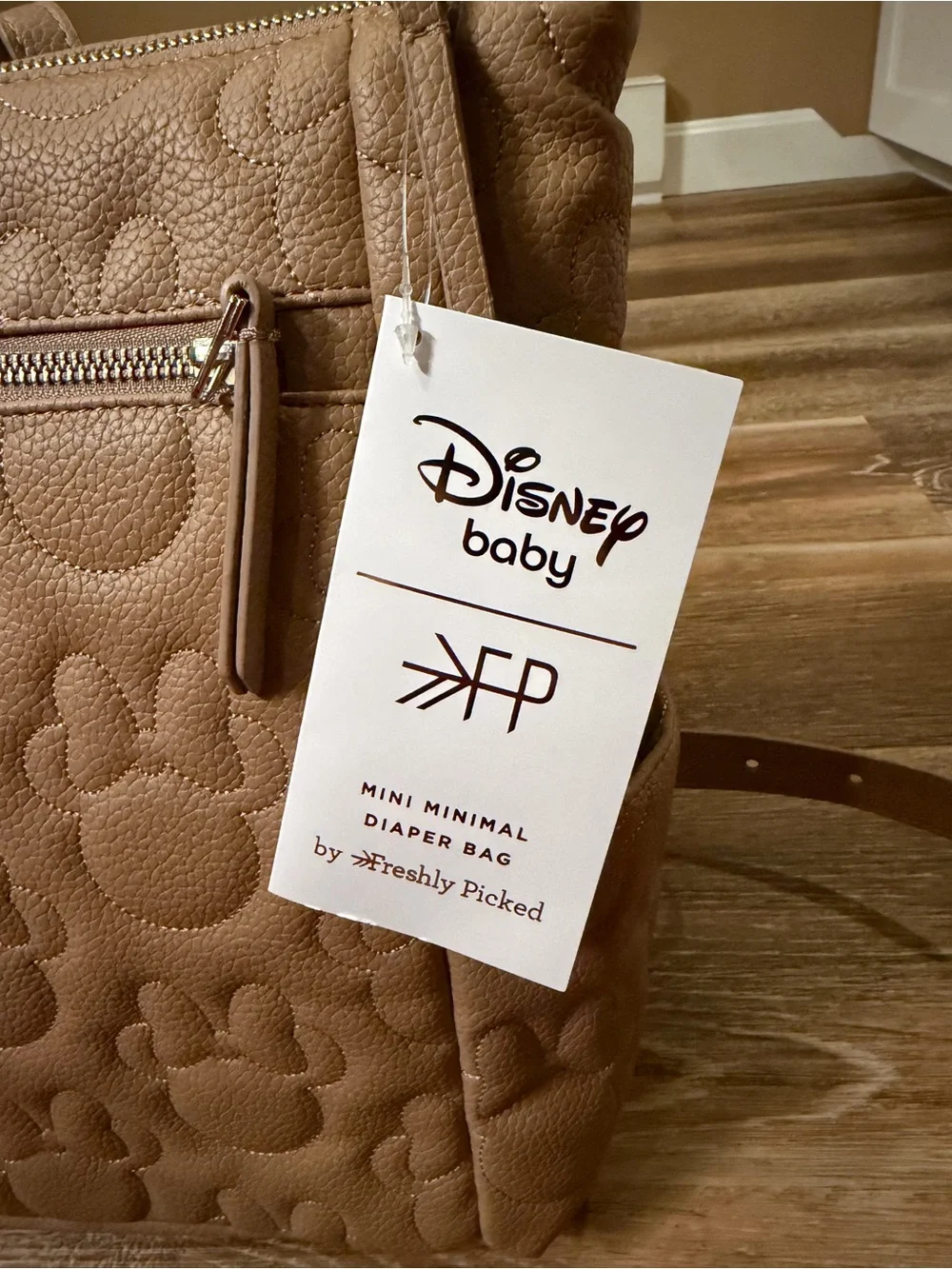 Disney Baby Quilted Tan Mickey Paw Convertible Diaper Backpack Tote